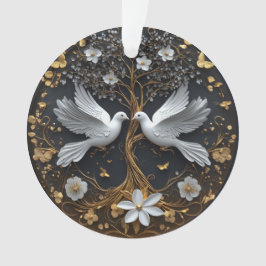 Adorno Elegante Palomas Blancas Árbol de la Vida