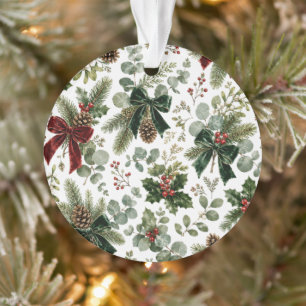 Adorno Elegante patrón botánico de Navidad