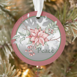 Adorno Elegante poinsettia de acuarela navidad personaliz