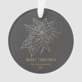 Adorno Elegante Poinsettia de contorno dorado sobre fondo