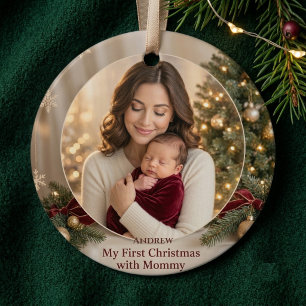 Adorno Elegante primera Navidad del bebé con foto de mamá