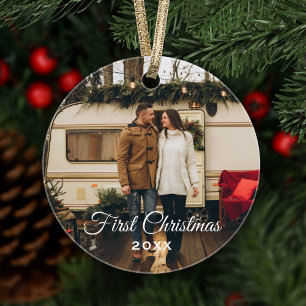 Adorno Elegante Recuerdo de Foto del Primer Navidad