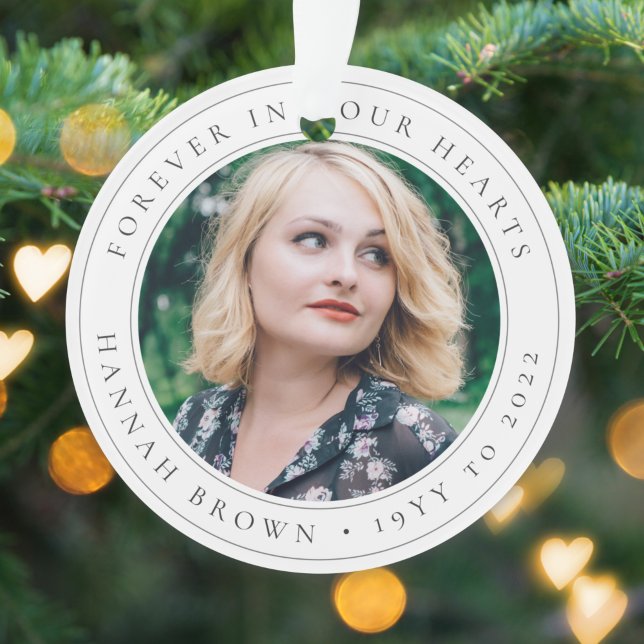 Adorno Elegante tributo de foto del funeral de Moda conme (Create a beautiful photo tribute ornament to remember someone special this holiday season)