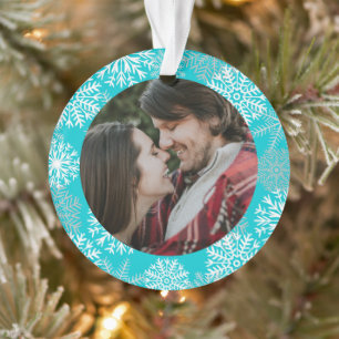 Adorno Elegante Verde azulado Aqua White Winflakes Photo