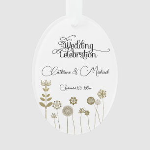 Adorno Elegante y eterno minimalismo floral de oro suave