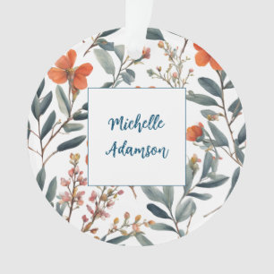 Adorno Elegante y Retro Flores De Llanura Tu Nombre