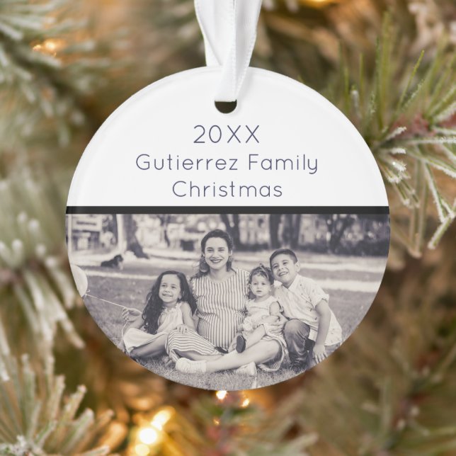 Adorno Elegantes Navidades de fotografía familiares en bl (Árbol)