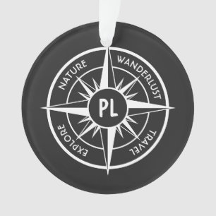 Adorno Emblema de la estrella de la brújula monograma bla