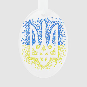 Adorno Emblema ucraniano trident tryzub esparce corazones