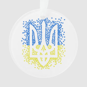 Adorno Emblema ucraniano trident tryzub esparce corazones