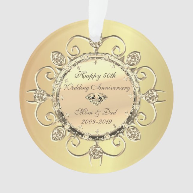 Adorno Emocionante oro Diamantes 50 Aniversario Boda (Anverso)