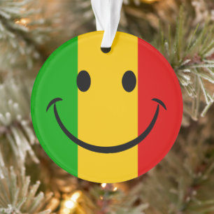 Adorno Emoji sonriente bandera Rasta rayas Reggae