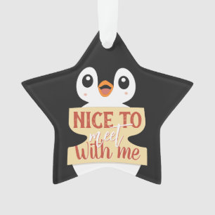 Adorno Encantado de conocerme: Señal de pingüino personal