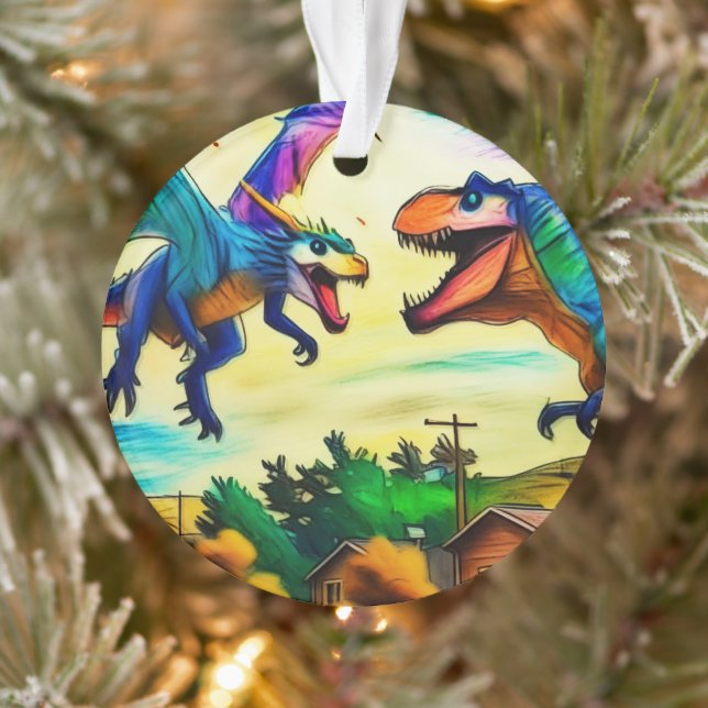 Adorno Encuentro amistoso: dragón y dinosaurio (Árbol)