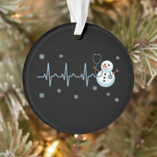 Adorno Enfermera Ritmo Cardiaco Muñeco de Nieve Navidad 