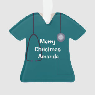Adorno Enfermera uniforme de Navidades Camisas Verde azul