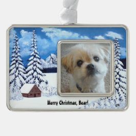 Adorno enmarcado de perro Malshi Winter Wonder