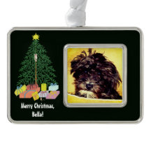 Adorno Enmarcado de Perro Schnoodle con Árbol de N