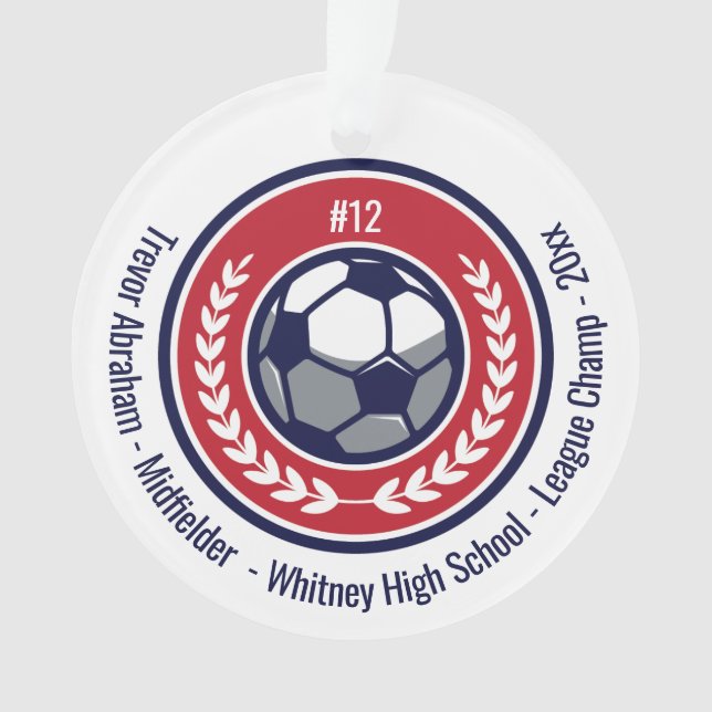 Adorno Equipo de fútbol rojo blanco azul moderno (Anverso)