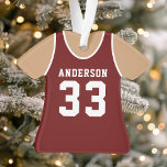 Adorno Equipo Deportivo Uniforme de Baloncesto Jersey<br><div class="desc">Ornamento uniforme del equipo deportivo Jersey del equipo de baloncesto Jersey. Este adorno de una camiseta de baloncesto es perfecto para cualquiera que juegue deportes escolares o ame ver deportes. Personalice este diseño personalizado con su propio nombre de equipo y número jersey.</div>