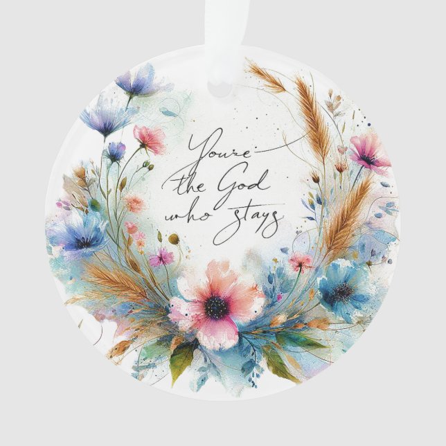 Adorno Eres el Dios que permanece, floral acuarela (Anverso)