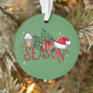 Adorno Es La Temporada Latte De Café Con Árbol De Navidad