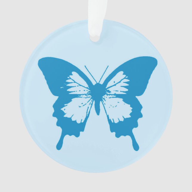 Adorno Esbozo de mariposa, azul ceruleño y azul celeste (Anverso)