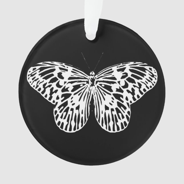 Adorno Esbozo de mariposa, blanco y negro (Anverso)