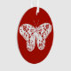 Adorno Esbozo de mariposa, rojo profundo y blanco (Anverso)