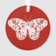 Adorno Esbozo de mariposa, rojo profundo y blanco (Reverso)