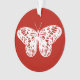 Adorno Esbozo de mariposa, rojo profundo y blanco (Anverso)