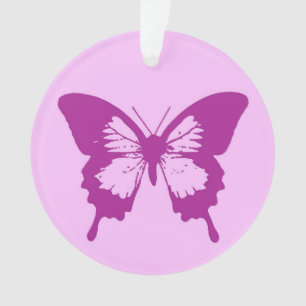 Adorno Esbozo de mariposa, rosa hielo y púrpura amatista