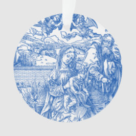 Adorno Escena de Natividad de la tela azul francesa