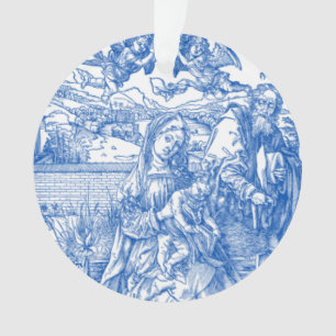 Adorno Escena de Natividad de la tela azul francesa