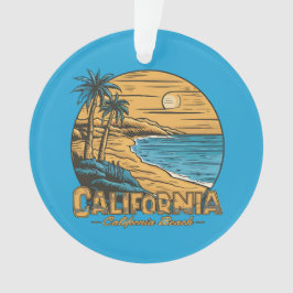 Adorno Escena de playa retro de la puesta de sol de Calif