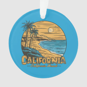 Adorno Escena de playa retro de la puesta de sol de Calif