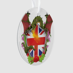Adorno Escudo de la Union Jack británica y Dragón