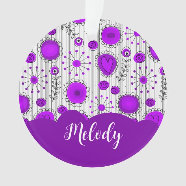 Adorno Espectacular morado de corazones blancos flores no (Anverso)