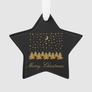 Adorno Espeluznante árbol de Navidad dorado, luna, estrel