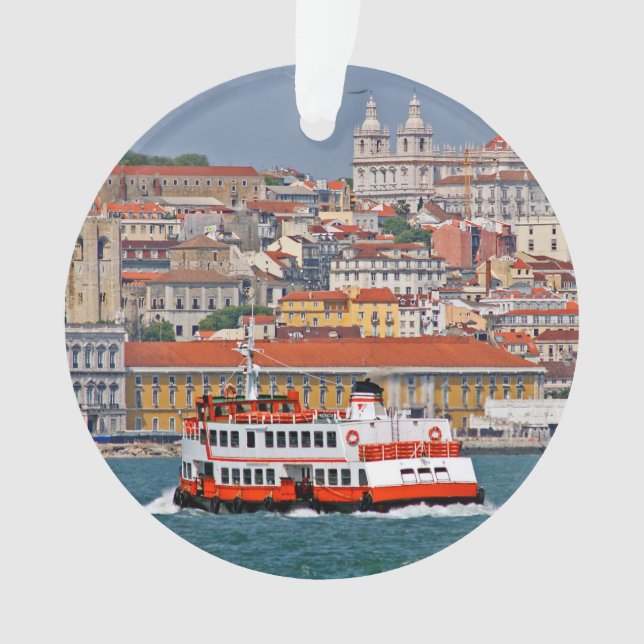 Adorno Esquina de Lisboa con el antiguo ferry en el río T (Anverso)