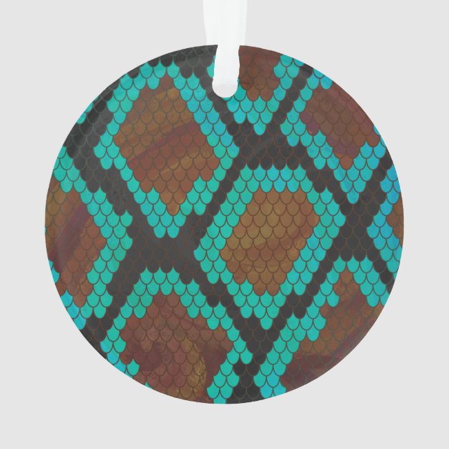 Adorno Estampado marrón y azul de serpiente (Reverso)