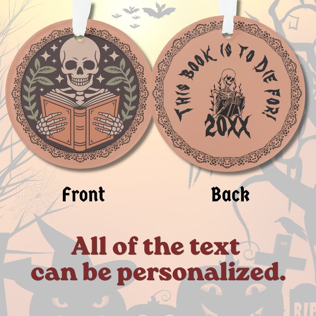 Adorno Este libro es para morir (Dark Romance Literary Halloween Skeleton Ornament
)