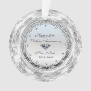 Adorno Estilo Diamantes de Plata 50 Aniversario de Boda