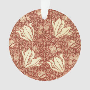 Adorno Estilo William Morris Patrón Floral de Lirio Rojo