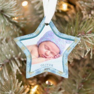 Adorno Estrella de foto de la primera Navidad del bebé Co