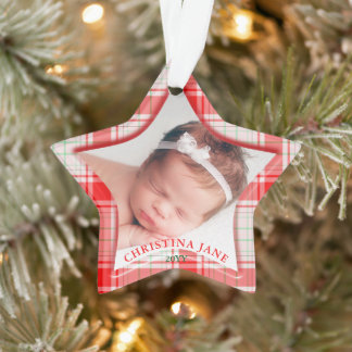 Adorno Estrella de foto de la primera Navidad del bebé co