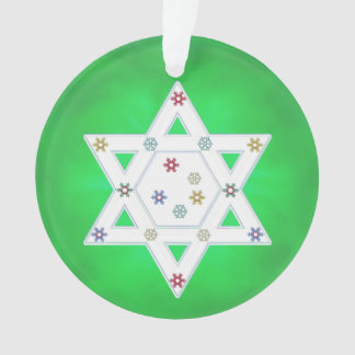 Adorno Estrella de Hanukkah y verde copos de nieve