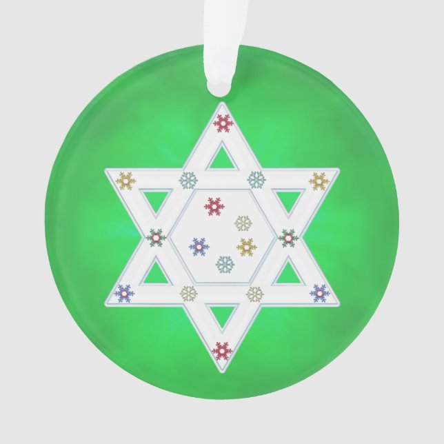 Adorno Estrella de Hanukkah y verde copos de nieve (Anverso)