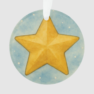 Adorno Estrella de Navidad dorada en cielo nevado