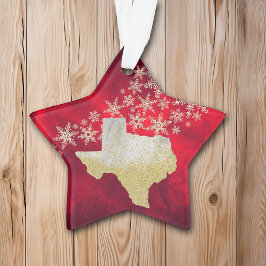 Adorno Estrella de Nieve de Oro Rojo de Texas